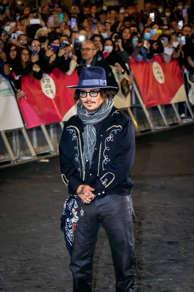 Rom Italien Oktober 2021 Johnny Depp Går Röda Mattan Rom — Stockfoto