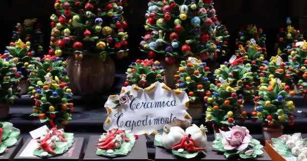 Naples Italy December 2021 Capodimonte Ceramics Sale Market San Gregorio — стоковое видео