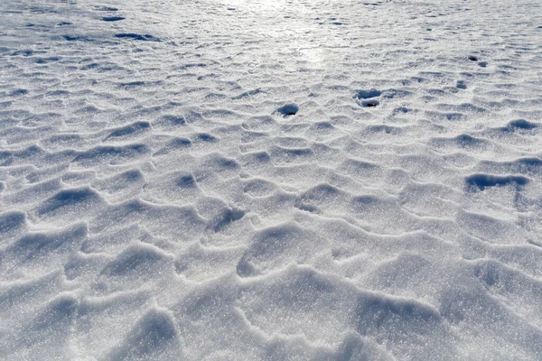 Sneeuw Die Door Wind Rimpelt Zorgt Voor Kleine Reliëfs Het — Stockfoto