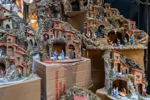 Neapel Italien Dezember 2021 Miniaturkrippen Zum Verkauf Den Ständen Eines — Stockfoto
