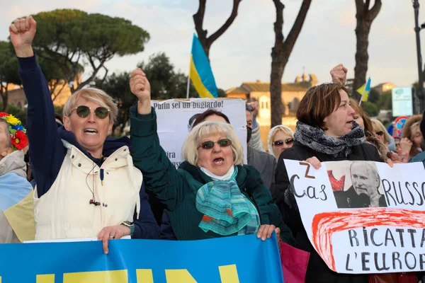 Roma Itália Março 2022 Demonstração Comunidade Ucraniana Contra Guerra Invasão — Fotografia de Stock