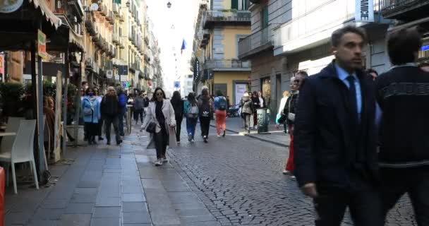 Naples Italy March 2022 Toledo Historic Center City People Walk — Stock Video