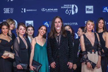 Roma, İtalya - 3 Mayıs 2022 Manuel Agnelli, Roma 'da düzenlenen David di Donatello ödül törenine katıldı..