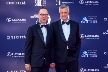 Roma, İtalya - 3 Mayıs 2022: Roma 'da düzenlenen David di Donatello ödül törenine konuklar katıldı.