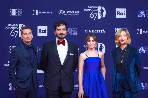 Roma, İtalya - 3 Mayıs 2022: Luigi Chimienti, Alessandro Amato, Maura Delpero ve Marta Donzelli Roma 'da düzenlenen David di Donatello ödül törenine katıldılar..