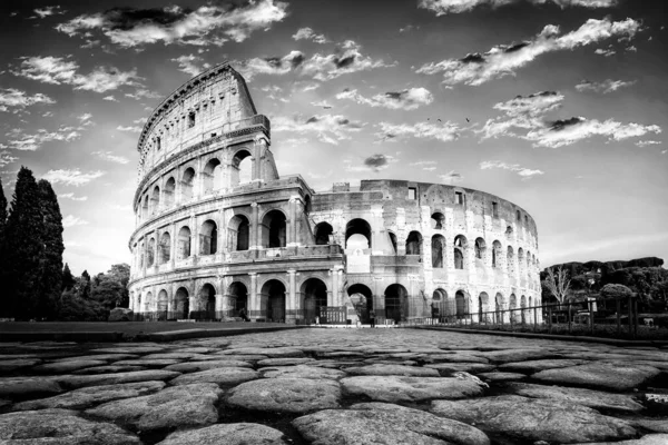 Sunset Colosseum Rome Italy Low Angle View Main Facade Colosseum — стокове фото