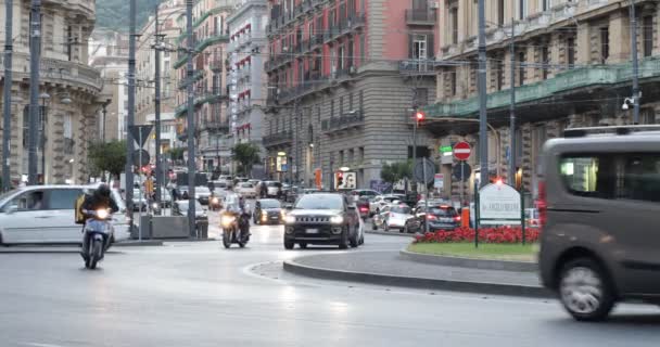 Naples Italie Mai 2022 Trafic Urbain Sur Place Giovanni Bovio — Video