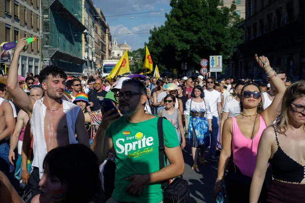 Roma Itália Junho 2022 Orgulho Comunidade Lgbt Retorna Para Manifestar — Fotografia de Stock