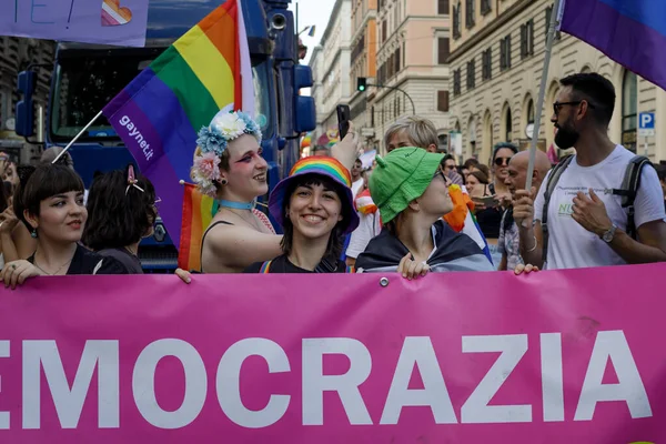 Rom Italien Juni 2022 Hbtq Samfundets Stolthet Återvänder För Att — Stockfoto