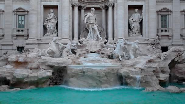 Famous Trevi Fountain Rome Italy Daylight Footage Natural Light People — Stock Video
