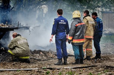 Barnaul, Rusya - 24 Mayıs 2019. Arkasında Rusça 