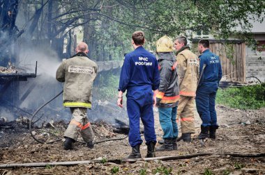 Barnaul, Rusya - 24 Mayıs 2019. Arkasında Rusça 