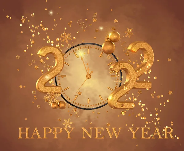 2022 New Year Christmas Festive Background Golden Volumetric Numbers Elegant — Stock Photo, Image