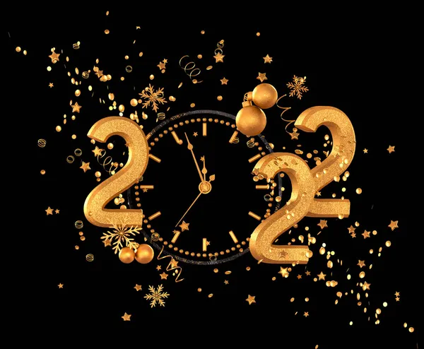 2022 Capodanno Natale Sfondo Festivo Numeri Volumetrici Oro Fiocchi Neve — Foto Stock