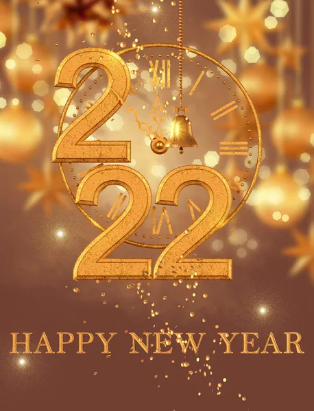 2022 Ano Novo Natal Fundo Festivo Números Volumétricos Dourados Veados — Fotografia de Stock