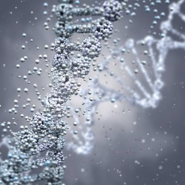 Zincir, mavi arka planda DNA kodu, tıbbi geçmiş, yenilik kavramı, 3D görüntüleme