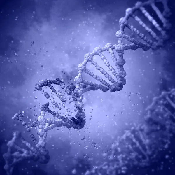 Kette Dna Code Auf Blauem Hintergrund Medizinischer Hintergrund Innovationskonzept Rendering — Stockfoto