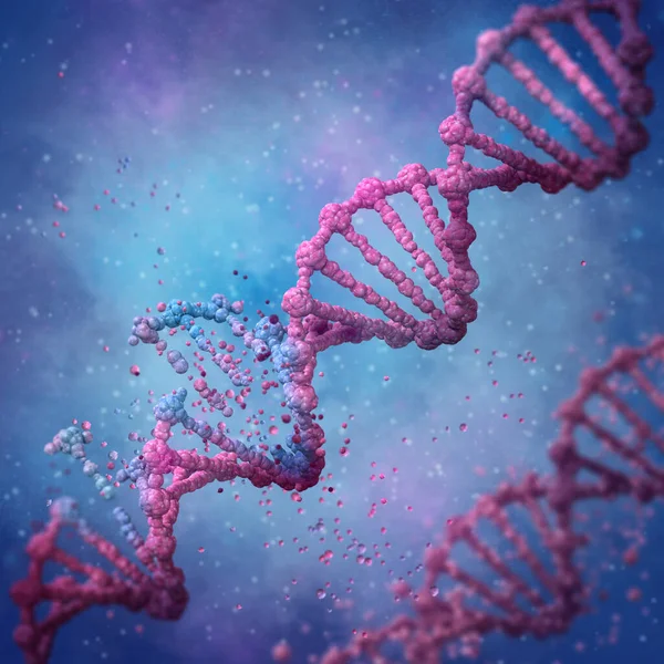 Kette Dna Code Auf Blauem Hintergrund Medizinischer Hintergrund Innovationskonzept Rendering — Stockfoto