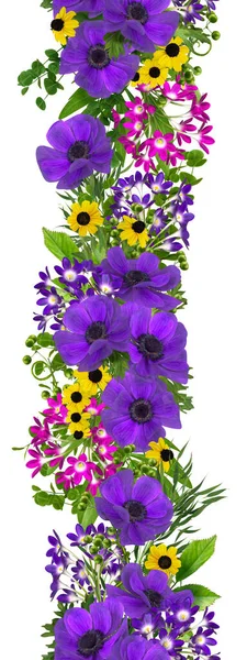 Composizione Floreale Boccioli Fiori Anemone Viola Mazzo Piccole Infiorescenze Rosa — Foto Stock