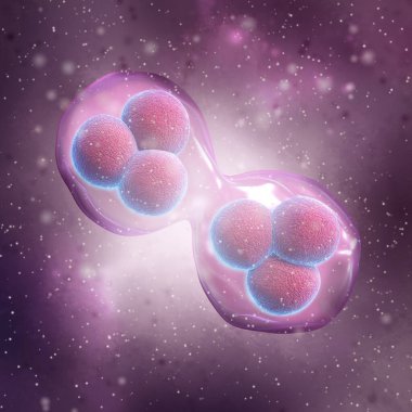 Medical background, embryonic stem cells capable of self-renewal, 3d rendering