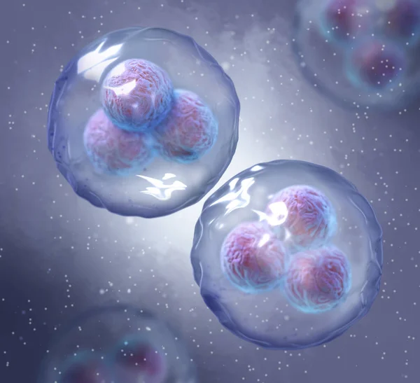 Medical background, embryonic stem cells capable of self-renewal, 3d rendering