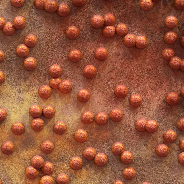 Tıbbi arka plan, Staphylococcus aureus, bir tür küresel gram pozitif bakteri, deri hastalığına neden olur, üst solunum yollarında mukoza zarları, 3D görüntüleme