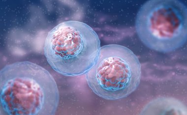 Medical background, embryonic stem cells capable of self-renewal, 3d rendering