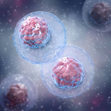 Medical background, embryonic stem cells capable of self-renewal, 3d rendering