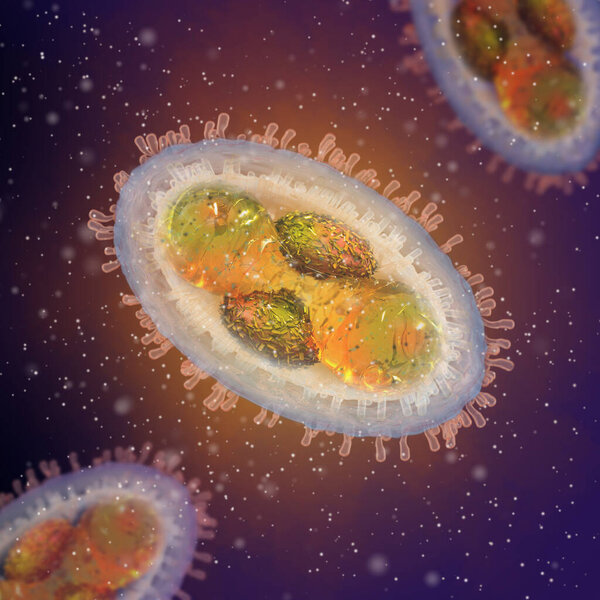 Medical background, Monkeypox virus, Zoonotic virus from the Poxviridae family, causes monkeypox, pore-like disease, highly contagious viral infection, 3d rendering