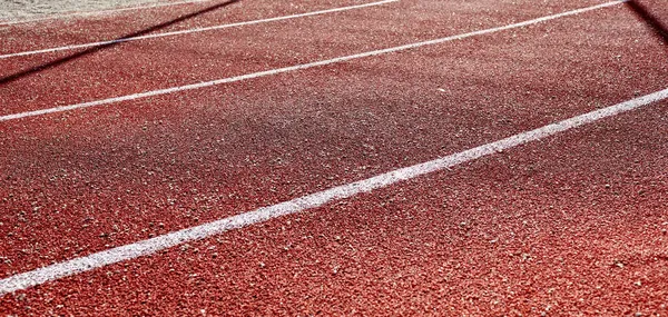 Red Treadmill Sport Field Running Track Stadium — Stock Photo, Image