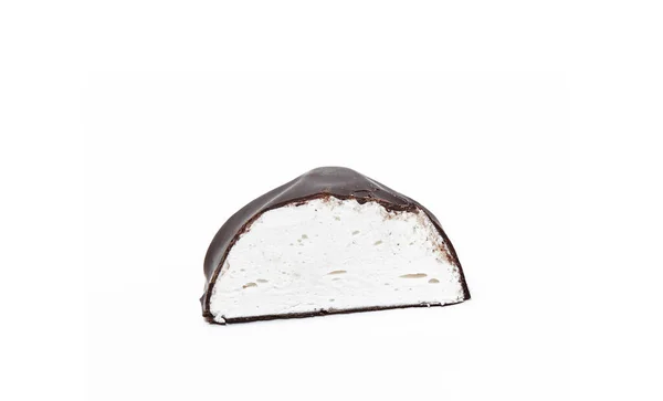 Chocolate Coberto Marshmallows Isolado Fundo Branco Mini Sobremesa Gostosa Close — Fotografia de Stock