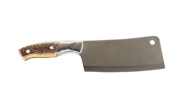 Beyaz Arka Planda Izole Edilmiş Satırı Paslanmaz Çelik Mutfak Bıçağı — Stok fotoğraf
