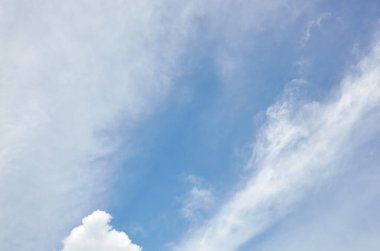 Bulanık gökyüzünün soyut görüntüsü. Kümülüs bulutlu mavi gökyüzü arkaplanı