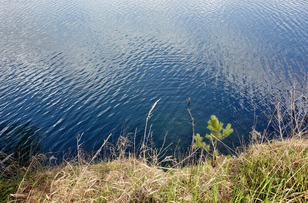 Krásná Říční Krajina Povrch Vody Břehu Povrch Jezera Slunečného Dokonalého — Stock fotografie