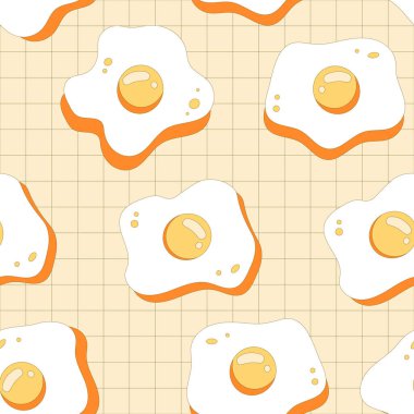 Kavrulmuş yumurta güneşli tarafı düz çizgili vektör desenli.