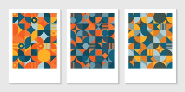 Set Forme Astratte Geometriche Bauhaus Ispirato Disegno Opere Arte Poster — Vettoriale Stock