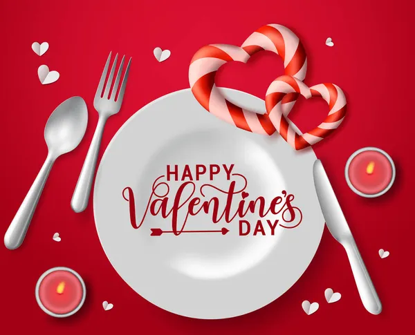 Valentine Vela Luz Data Vetor Conceito Feliz Dia Dos Namorados —  Vetores de Stock