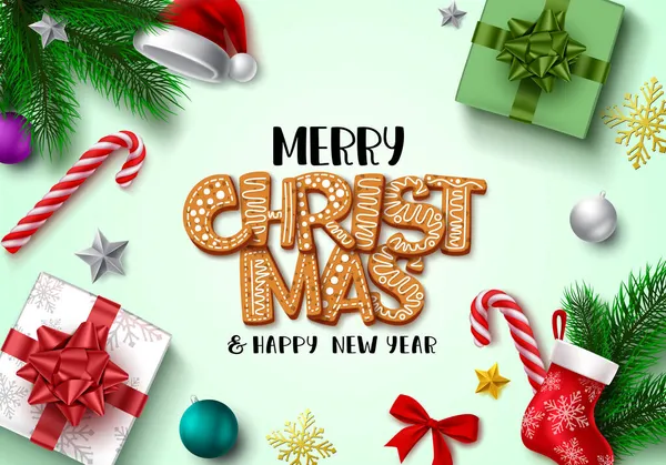 Frohe Weihnachten Gruß Vektor Hintergrunddesign Frohe Weihnachten Lebkuchen Text Leeren — Stockvektor