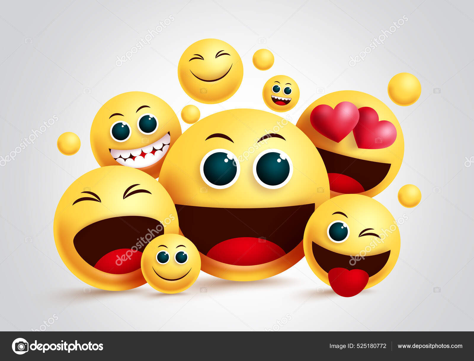 Smiley Emoji Gruppenvektordesign Emojis Gelbes Smiley Gesicht Von