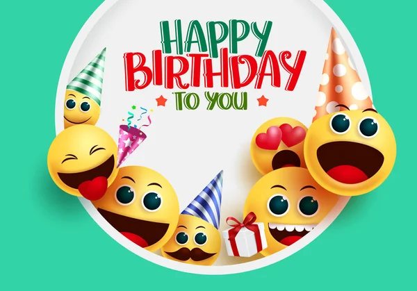Feliz Cumpleaños Emoji Sonriente Vector Diseño Saludo Feliz Cumpleaños Usted — Archivo Imágenes Vectoriales