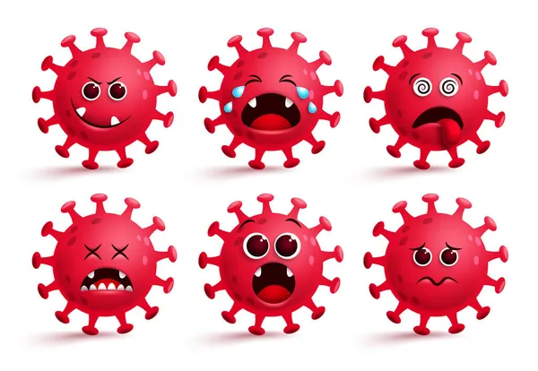 Corona Virus Emoticon Vector Set Covid Coronavirus Icon Emoji Emoticons — Stock Vector