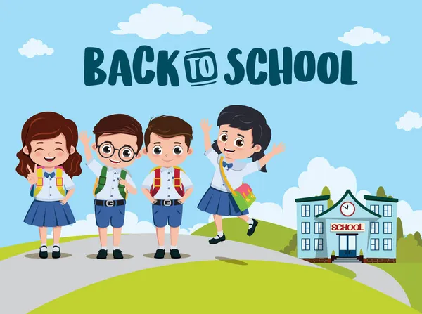 Back School Classmates Vector Design Back School Text Campus Pre — Stock Vector