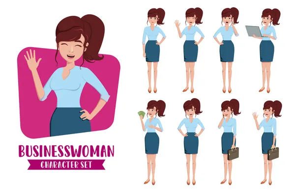 Mujer Negocios Vector Carácter Conjunto Personajes Mujer Negocios Empleada Oficina — Vector de stock