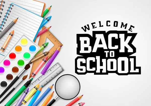 Terug Naar School Vector Concept Banner Ontwerp Welkom Terug School — Stockvector