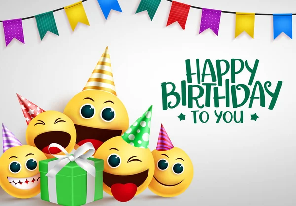 Happy Birthday Emoji Vector Greeting Design Happy Birthday You Greeting — Stock Vector