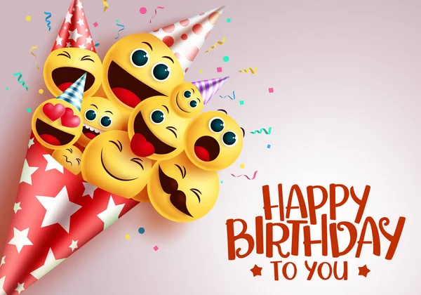 Birthday Smiley Bouquet Vector Design Happy Birthday You Greeting Text — Stock Vector