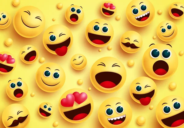 Smiley Emojis Yellow Background Vector Concept Smileys Emoji Avatar Character — Stock Vector