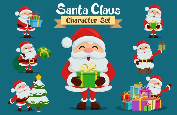 Santa Claus Caracteres Vector Conjunto Personaje Dibujos Animados Santa Diferentes Ilustraciones de stock libres de derechos
