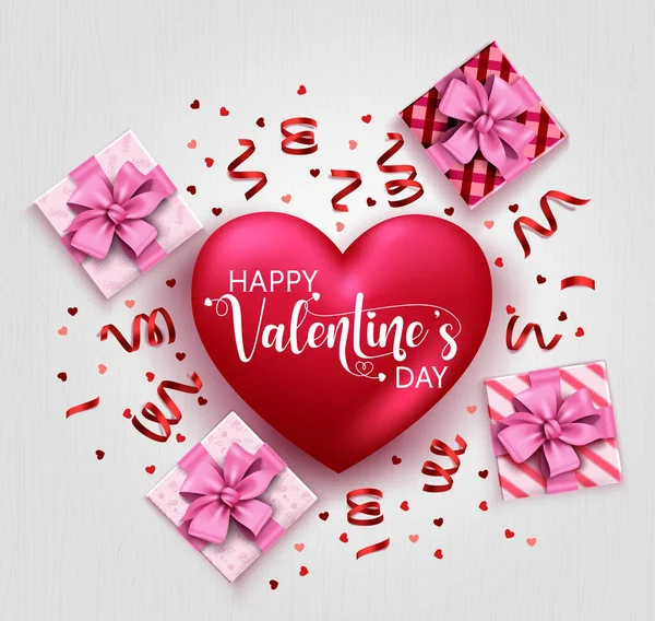 Valentine Day Vector Background Concept Happy Valentine Day Text Heart — Stock Vector