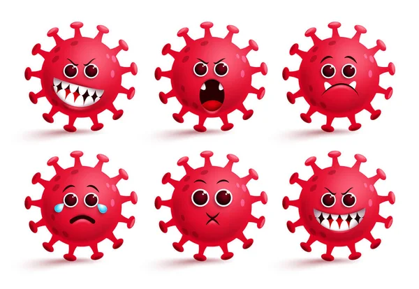 Covid Coronavirus Emoji Vector Set Covid Corona Virus Smileys Emoji — Stock Vector